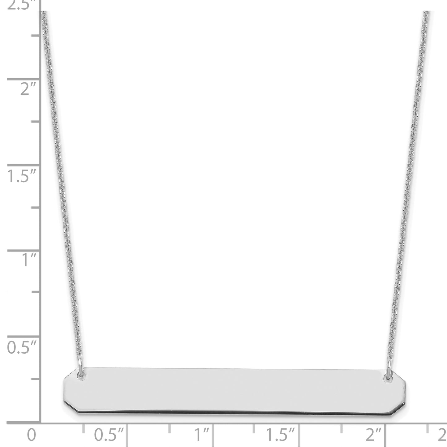 14K White Gold Large Polished Blank Bar Necklace