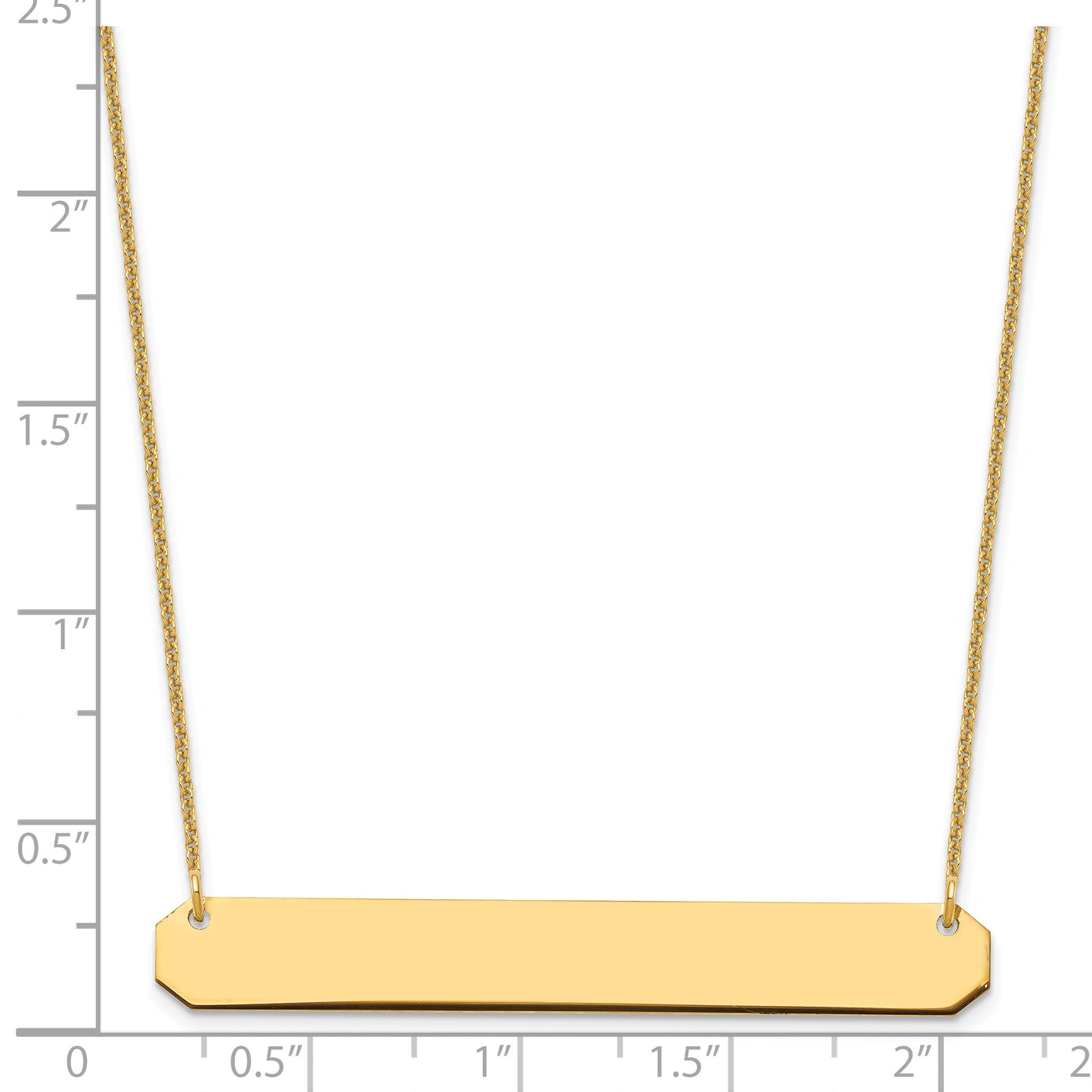 14K Yellow Gold Large Polished Blank Bar Necklace