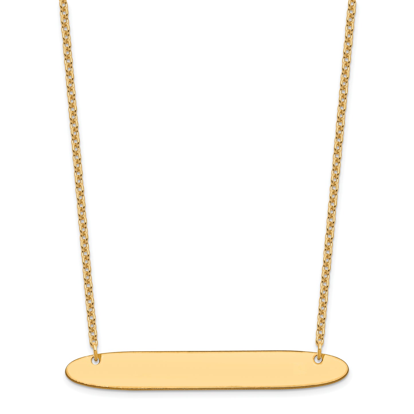 Sterling Silver Gold plated Large Polished Oblong Blank Bar Necklace