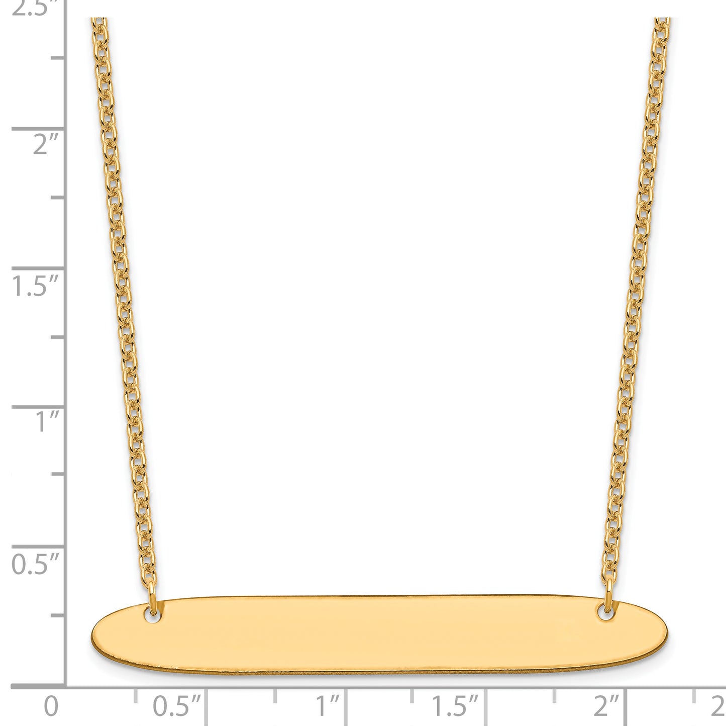 Sterling Silver Gold plated Large Polished Oblong Blank Bar Necklace