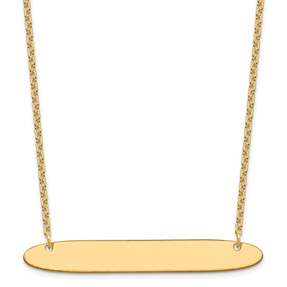 Sterling Silver Gold plated Large Polished Oblong Blank Bar Necklace