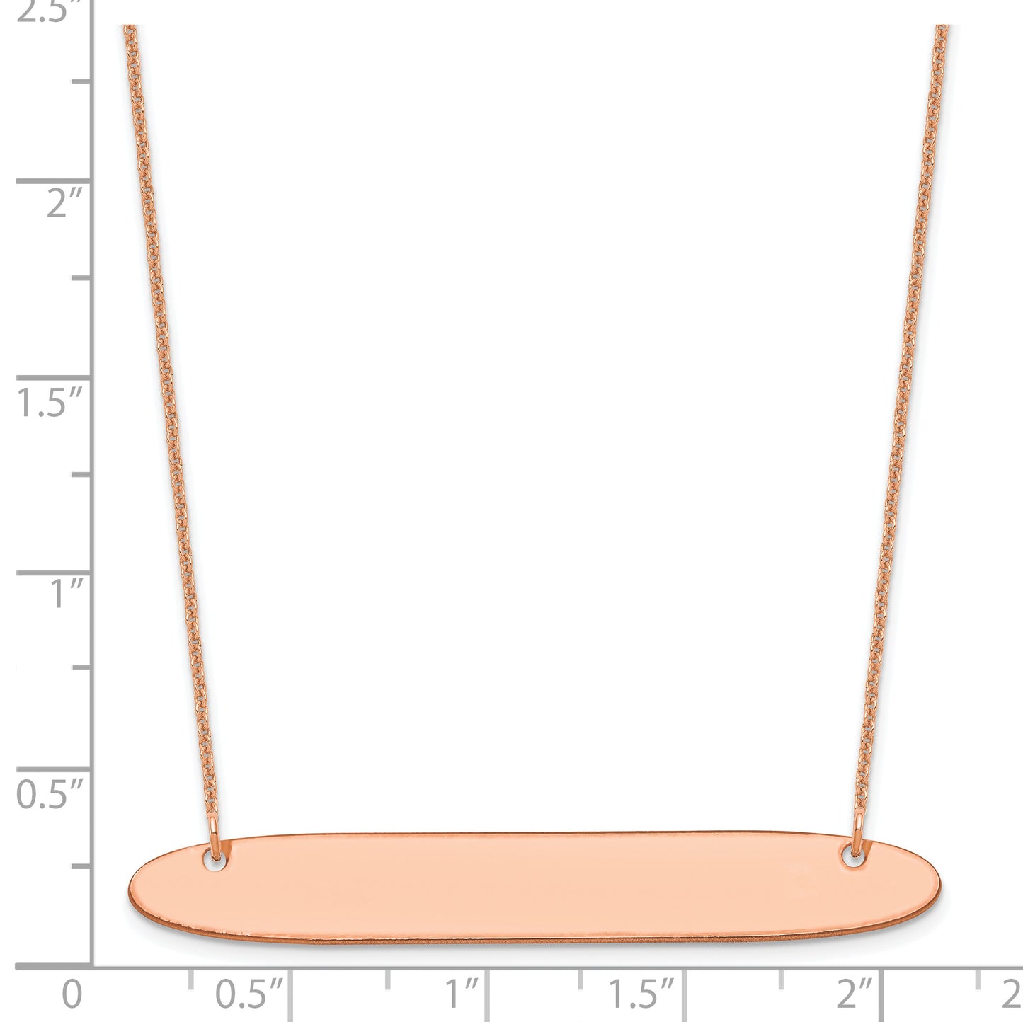 14K Rose Gold Large Polished Oblong Blank Bar Necklace