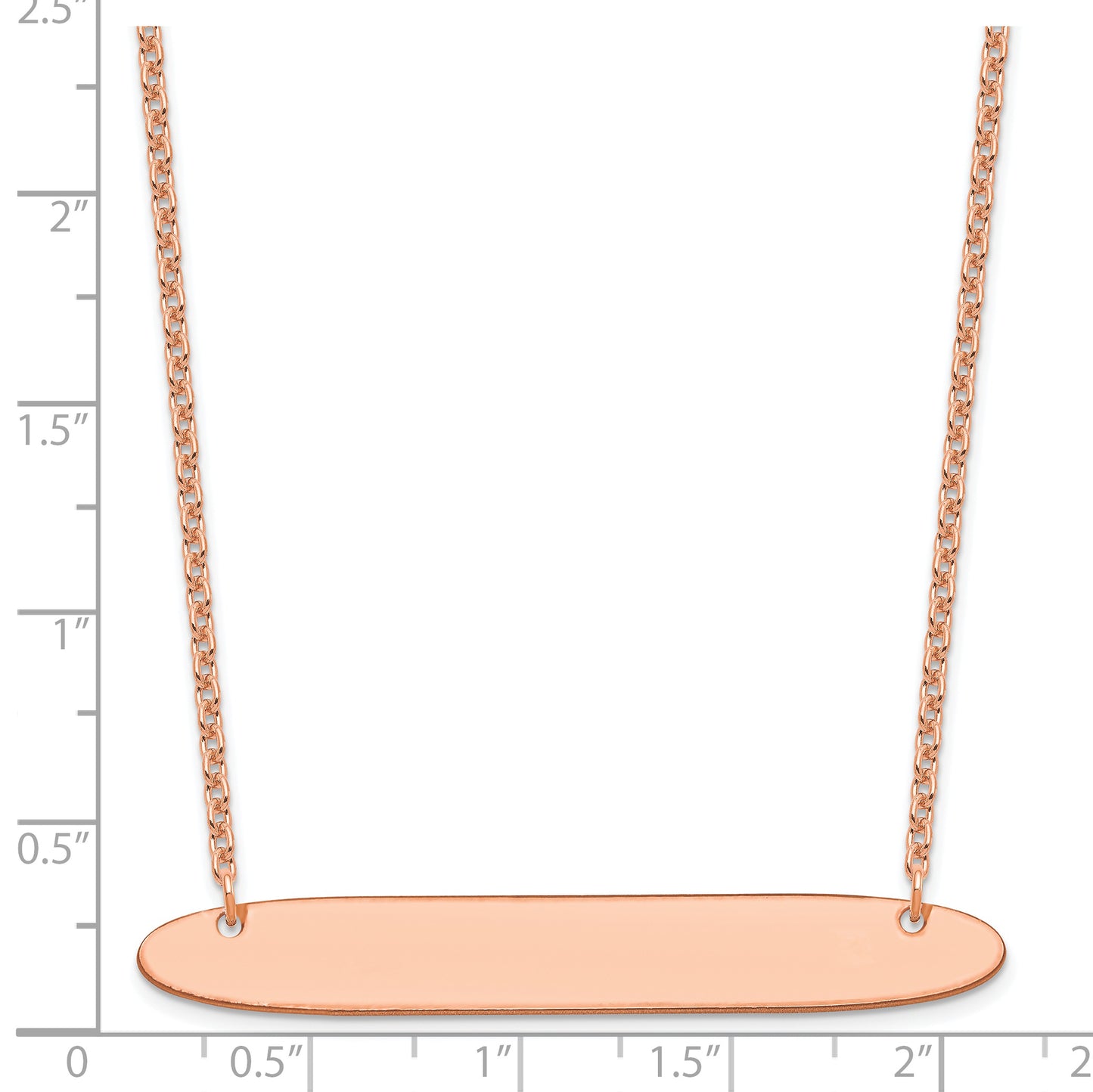 Sterling Silver Rose Gold plated Large Polished Oblong Blank Bar Necklace