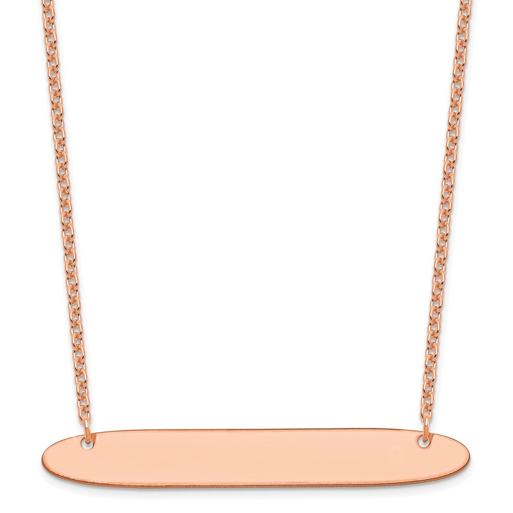 Sterling Silver Rose Gold plated Large Polished Oblong Blank Bar Necklace