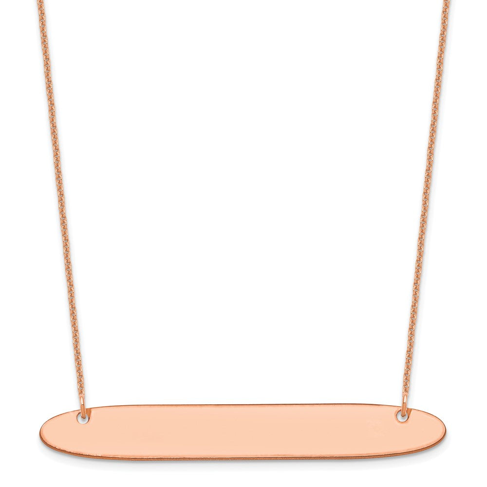 14K Rose Gold Large Polished Oblong Blank Bar Necklace