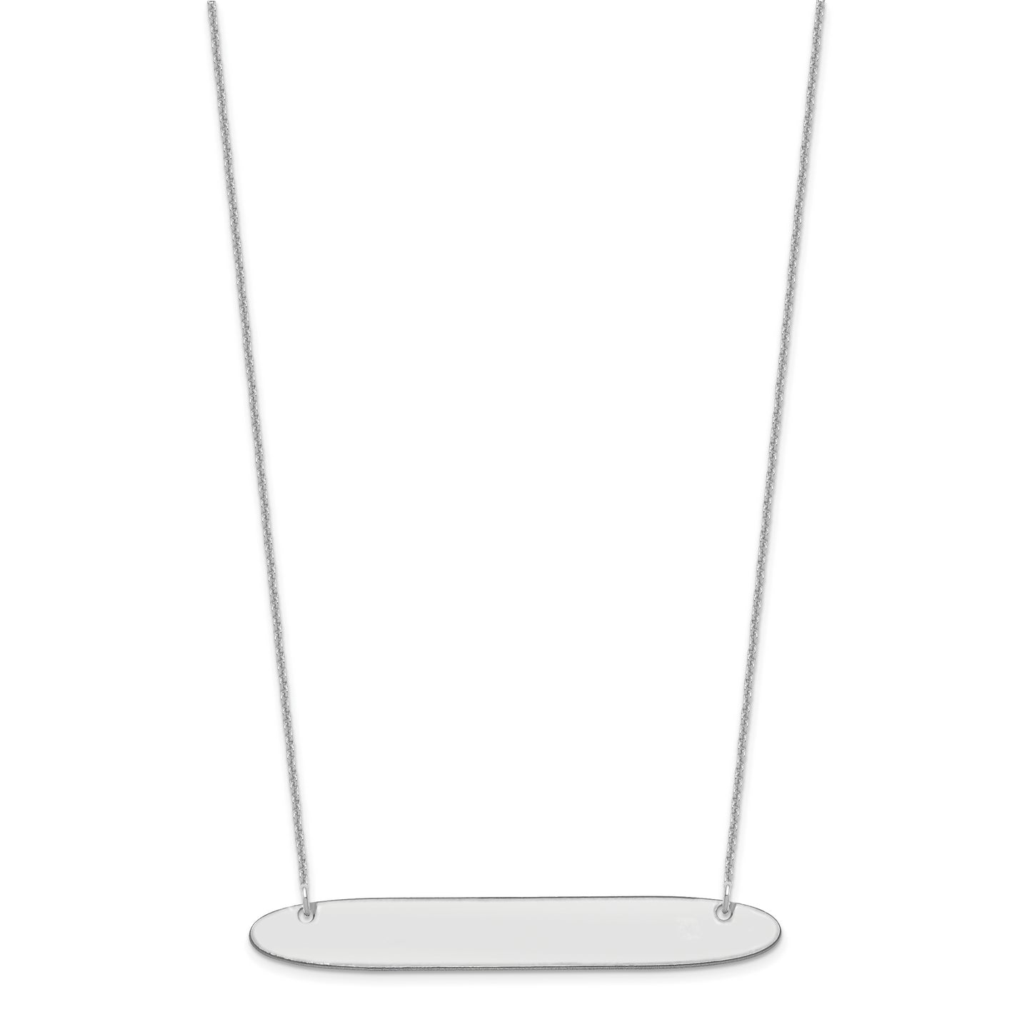 10K White Gold Large Polished Oblong Blank Bar Necklace