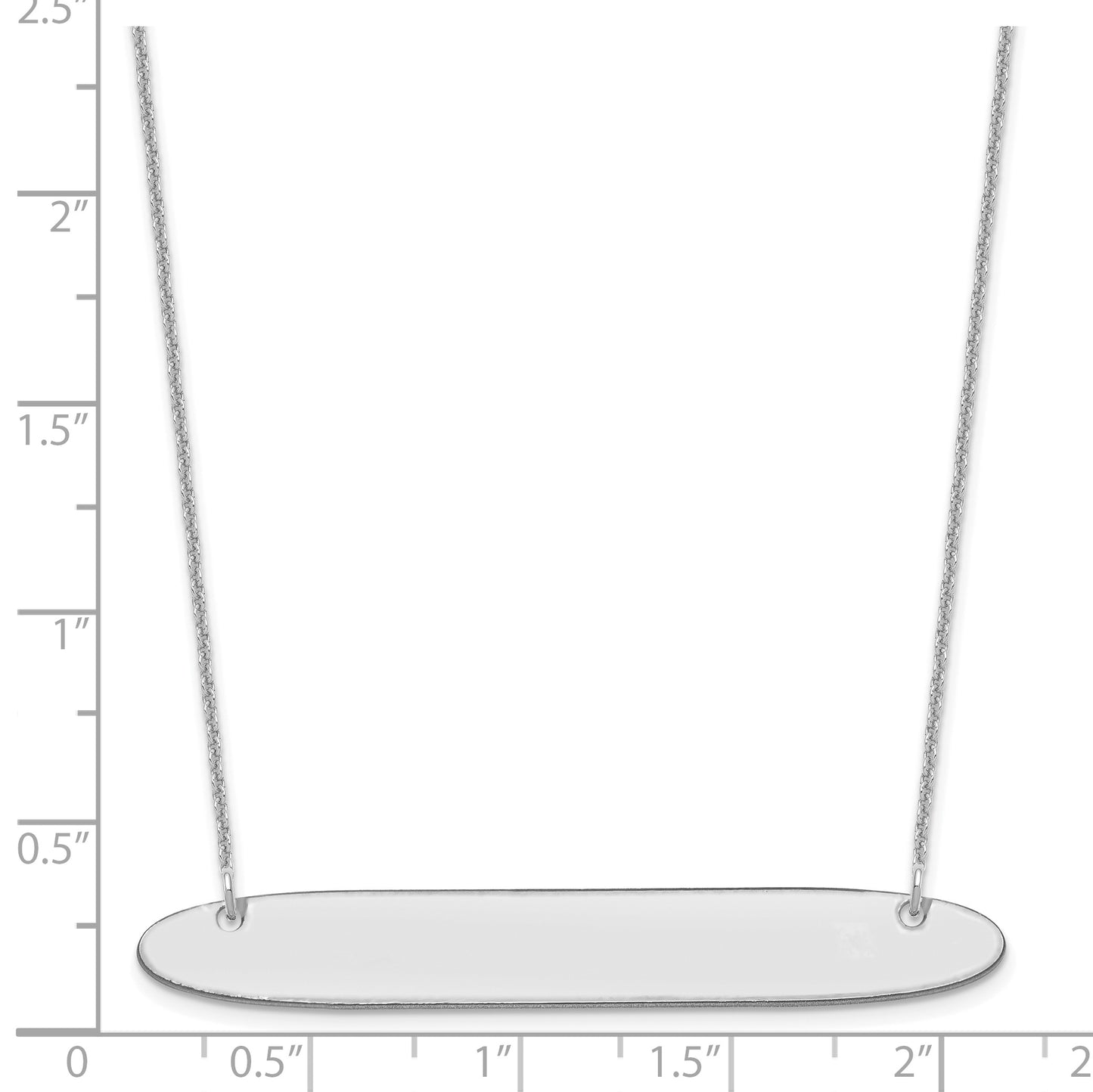 14K White Gold Large Polished Oblong Blank Bar Necklace