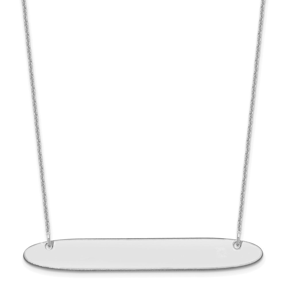 10K White Gold Large Polished Oblong Blank Bar Necklace
