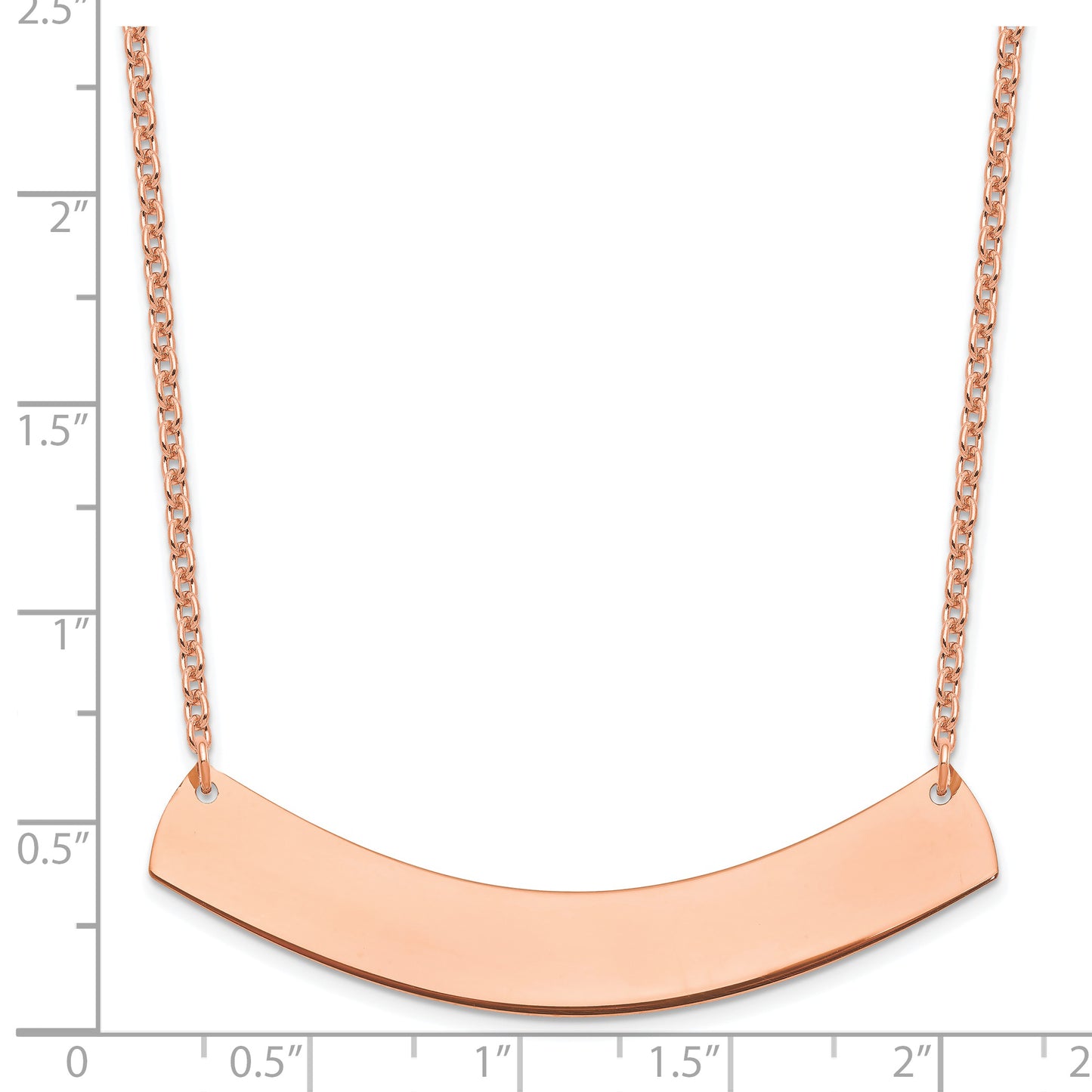 Sterling Silver Rose Gold plated Large Polished Curved Blank bar Necklace
