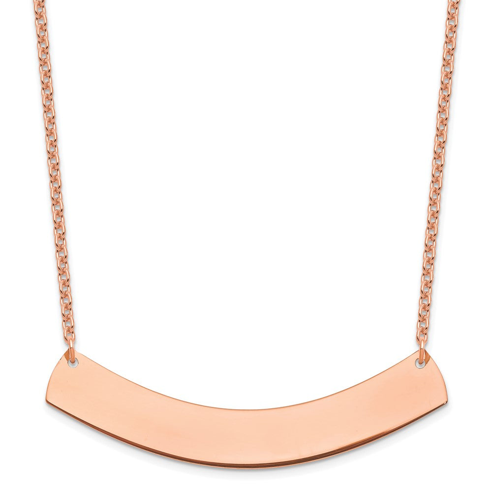 Sterling Silver Rose Gold plated Large Polished Curved Blank bar Necklace