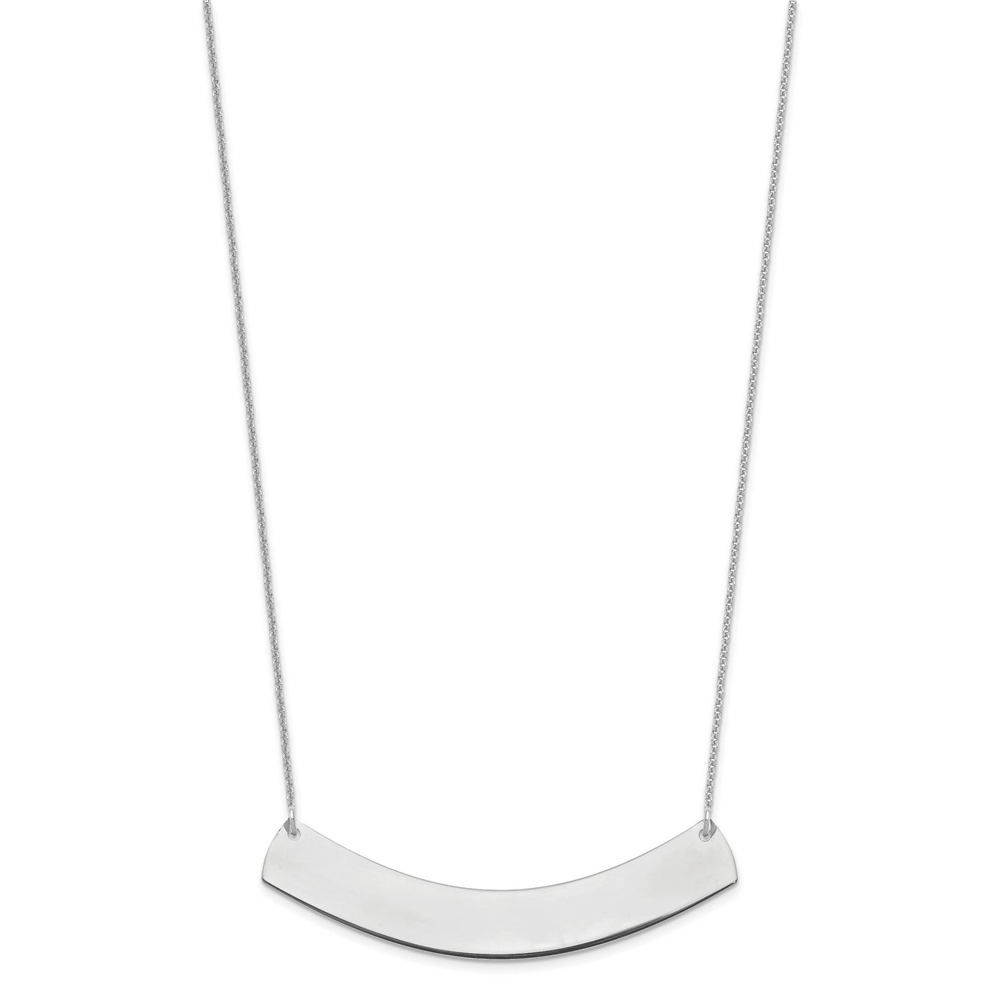 10K White Gold Large Polished Curved Blank Bar Necklace