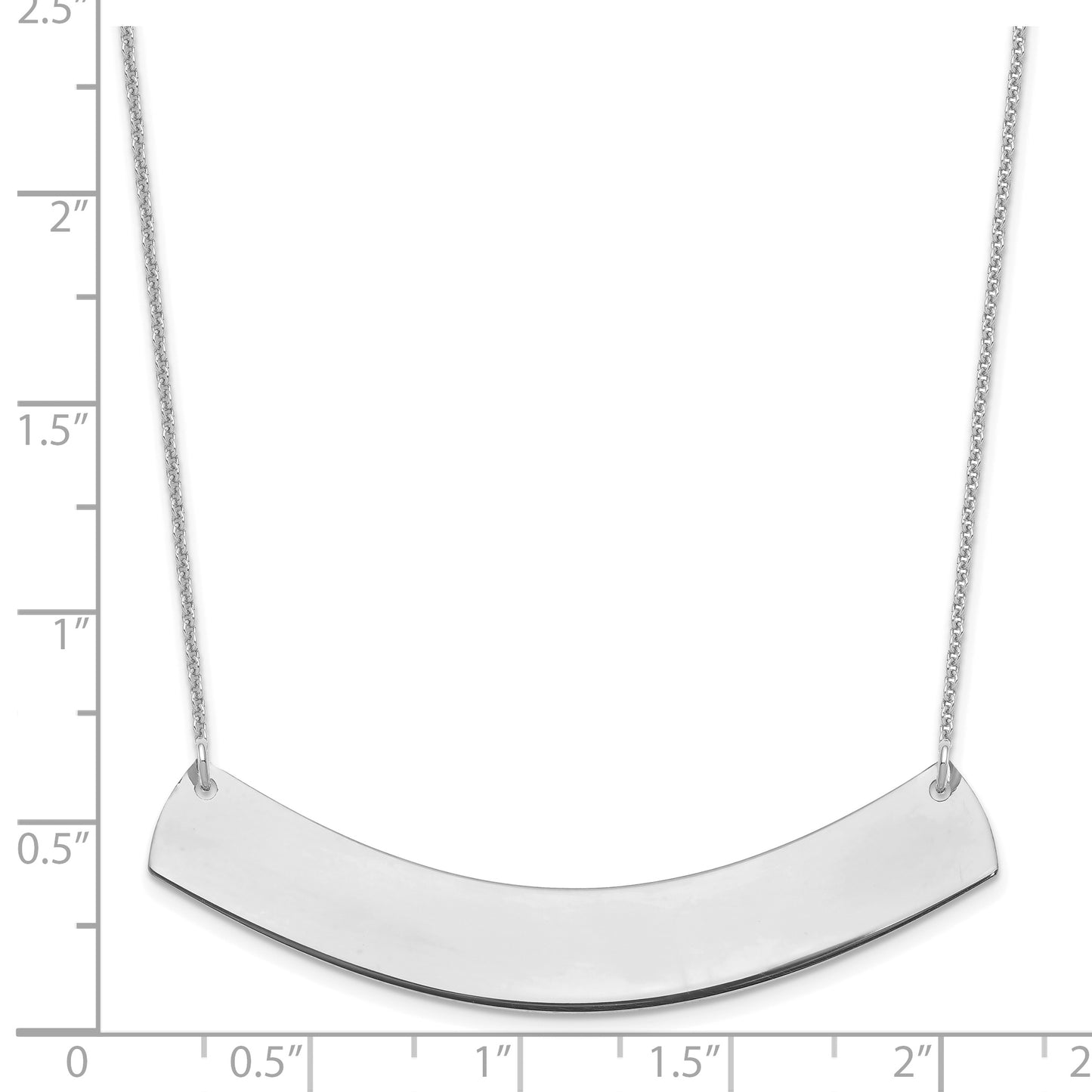 10K White Gold Large Polished Curved Blank Bar Necklace