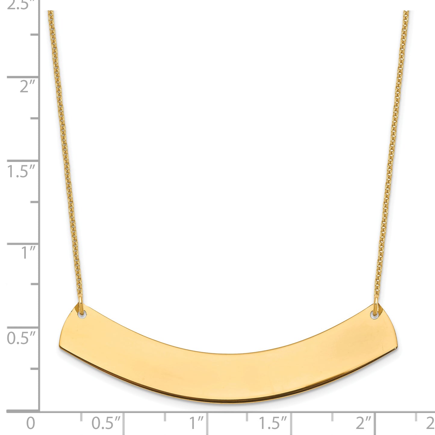 14K Yellow Gold Large Polished Curved Blank Bar Necklace