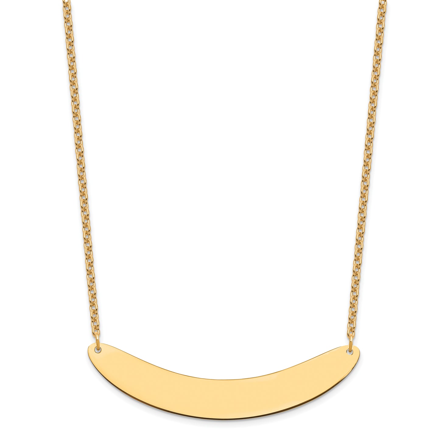 Sterling Silver Gold Plated Large Polished Curved Blank Bar Necklace