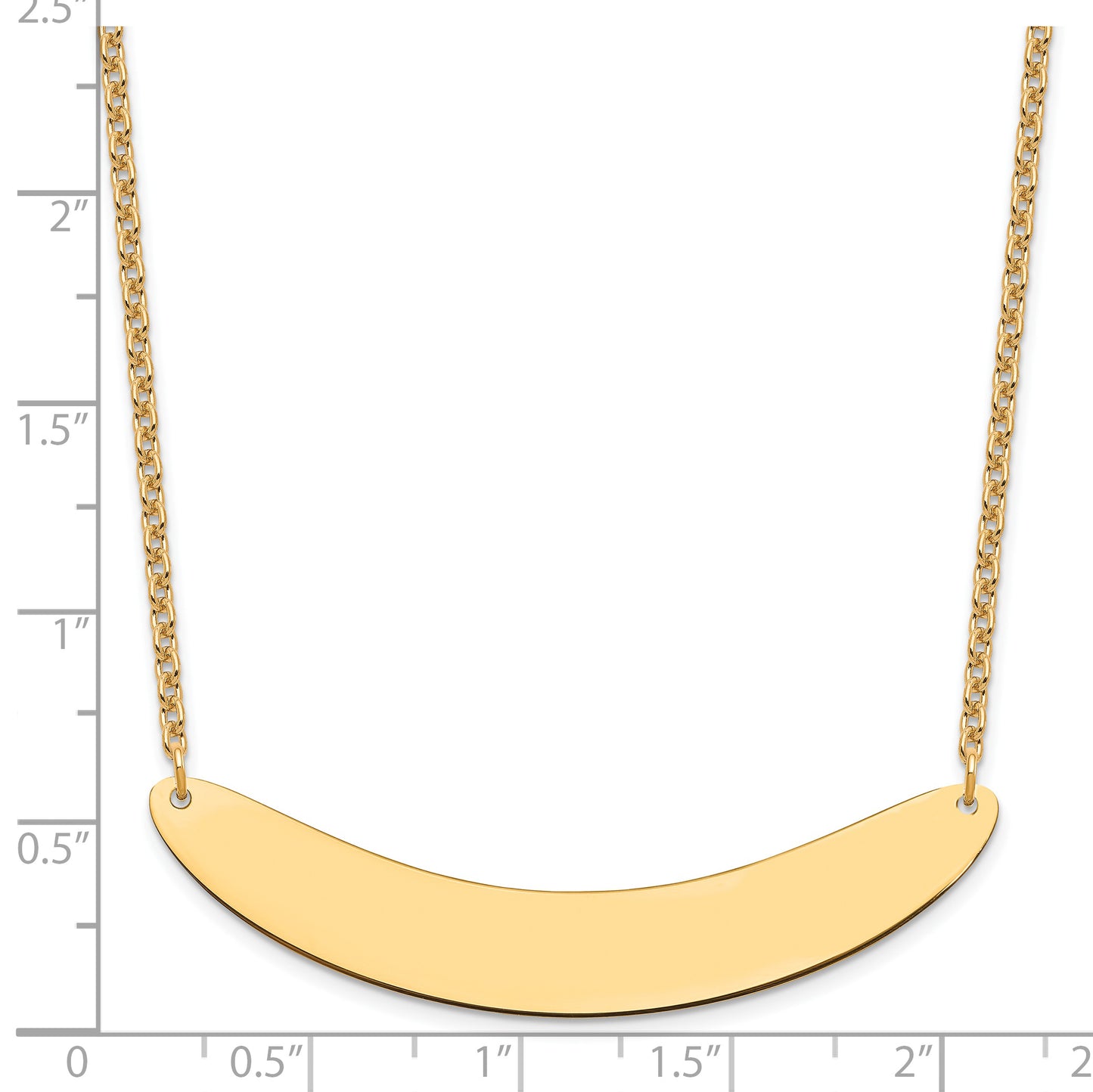 Sterling Silver Gold Plated Large Polished Curved Blank Bar Necklace