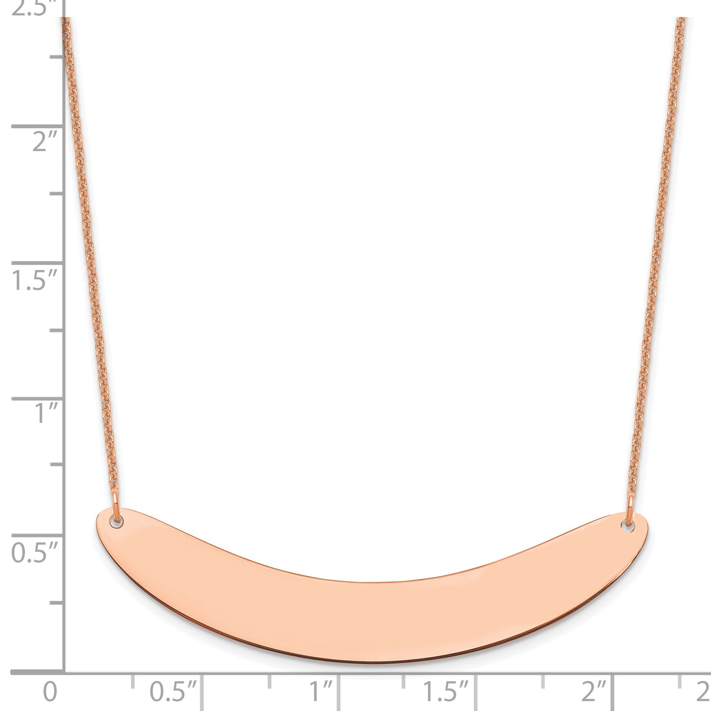 14K Rose Gold Large Polished Curved Blank Bar Necklace