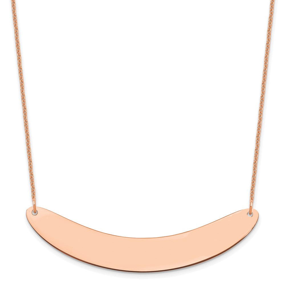 14K Rose Gold Large Polished Curved Blank Bar Necklace