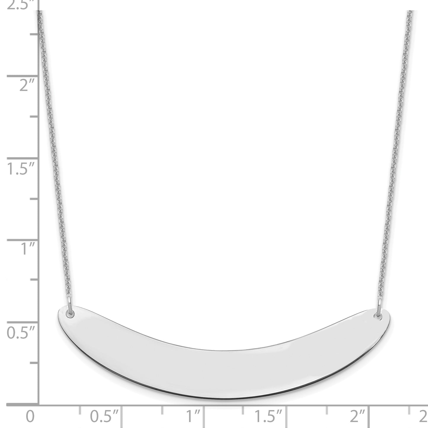 14K White Gold Large Polished Curved Blank Bar Necklace