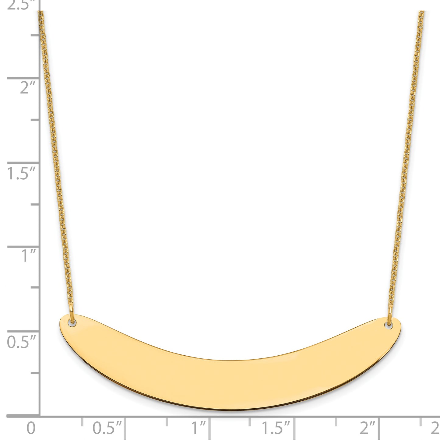14K Yellow Gold Large Polished Curved Blank Bar Necklace