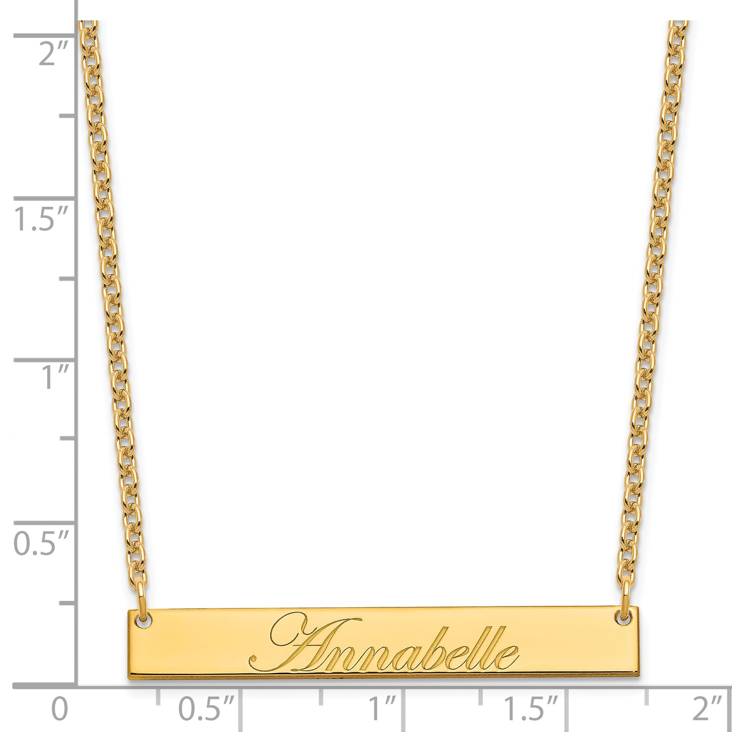 Sterling Silver Gold plated Medium Polished Edwardian Script Bar Necklace