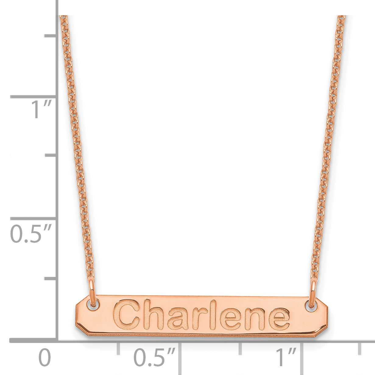 14K Rose Gold Small Polished Arial Rounded Bar Necklace