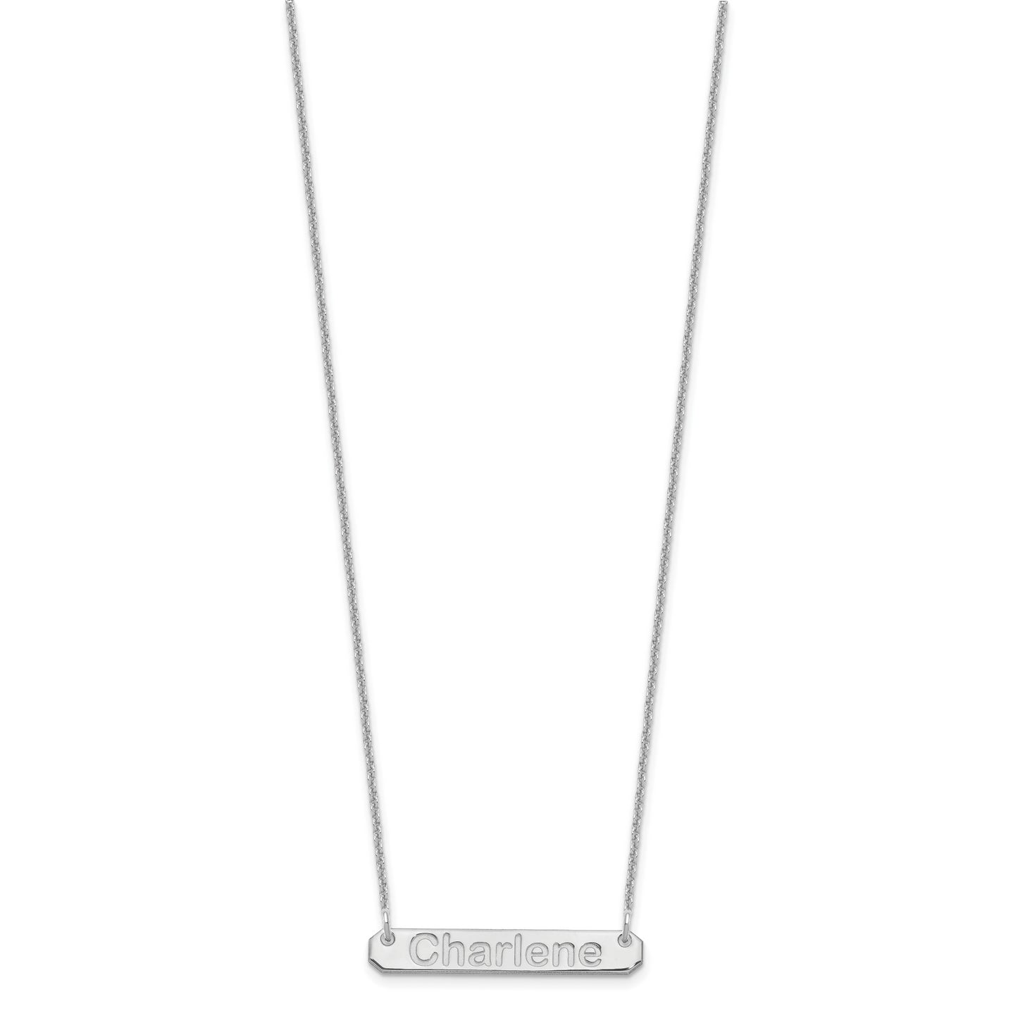 10K White Gold Small Polished Arial Rounded Bar Necklace
