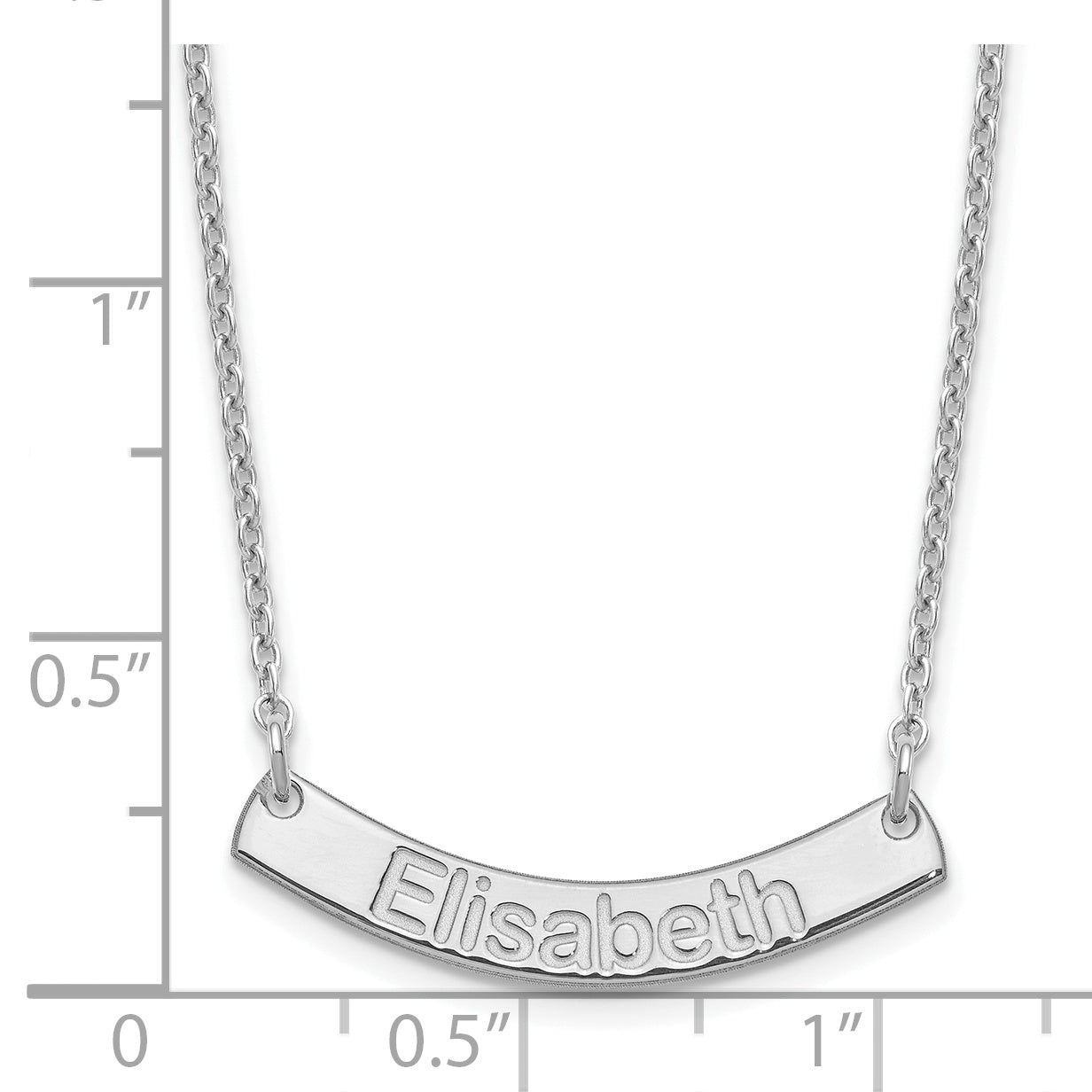 Sterling Silver Rhodium plated Small Polished Curved Arial Rounded Bar Necklace