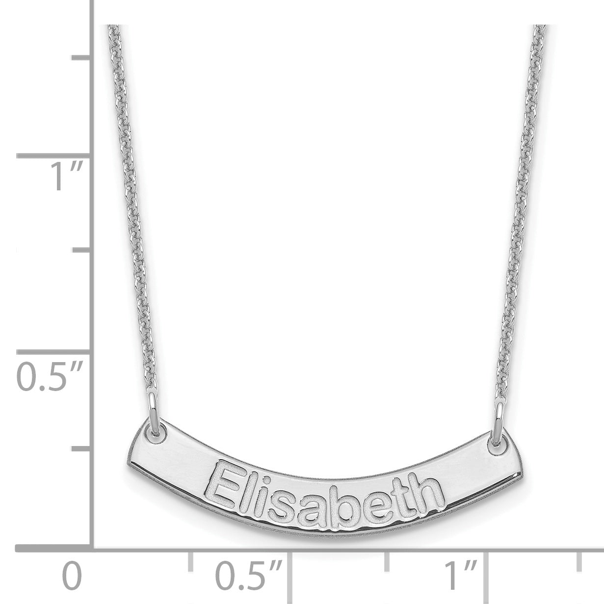 14K White Gold Small Polished Curved Arial Rounded Bar Necklace