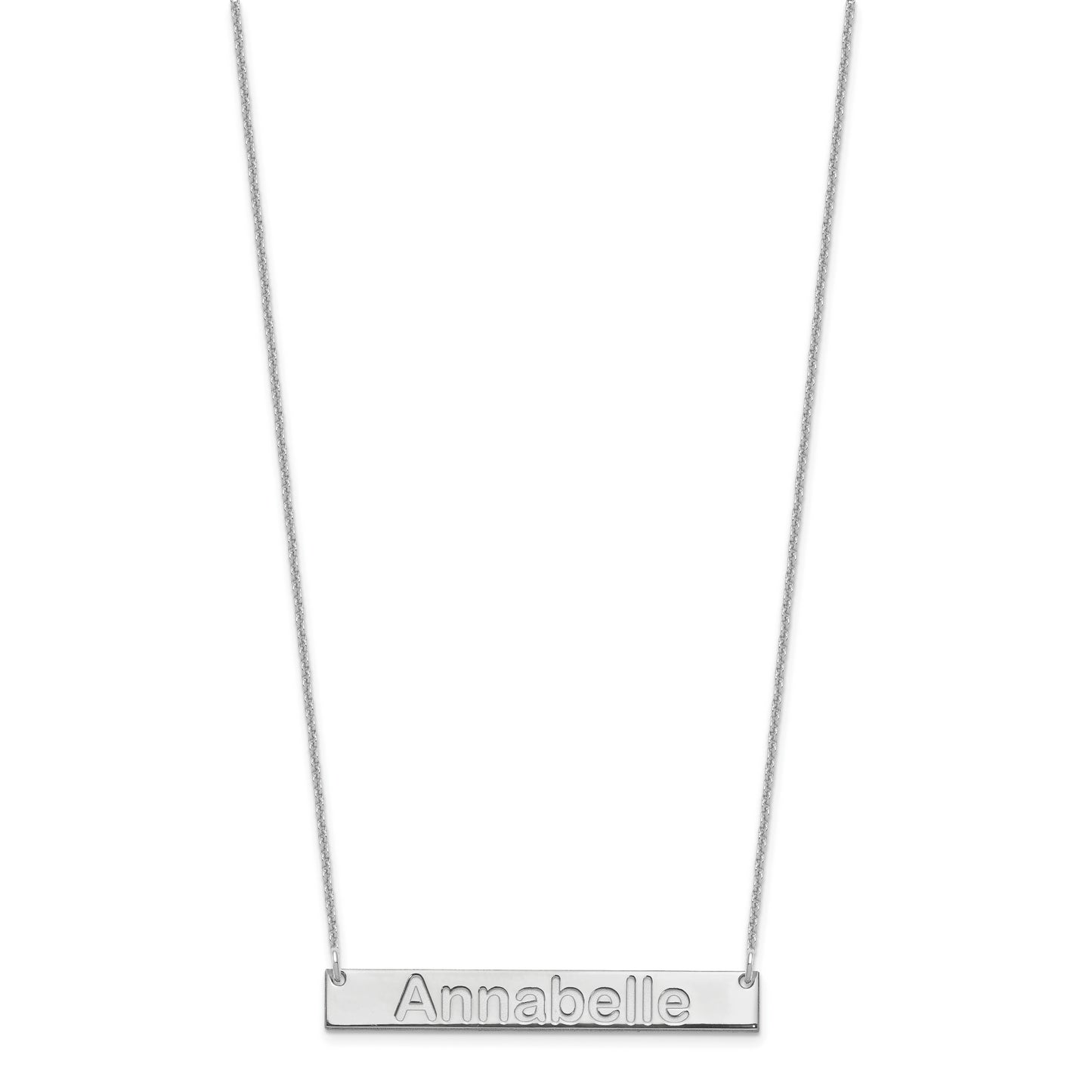 10K White Gold Medium Polished Arial Rounded Bar Necklace