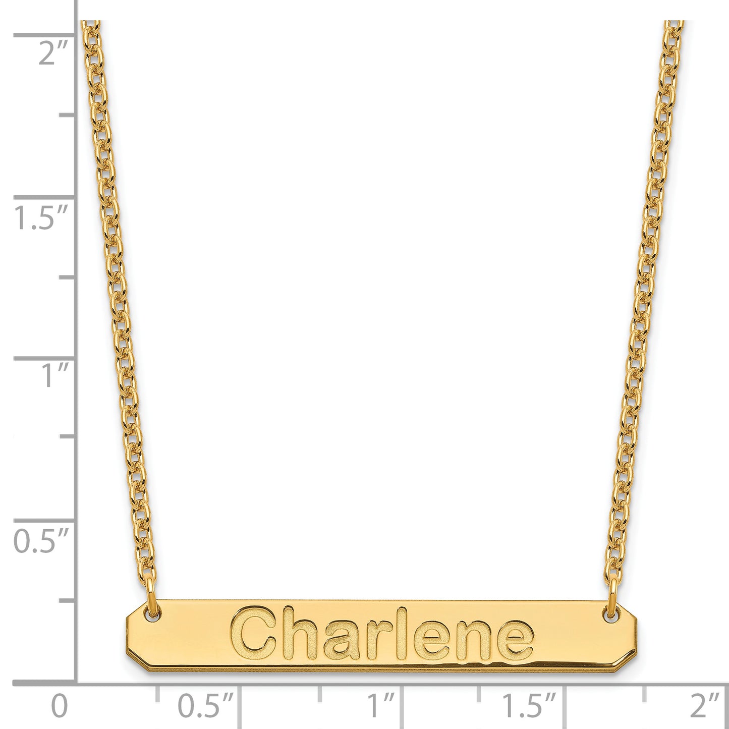 Sterling Silver Gold plated Medium Polished Arial Rounded Bar Necklace