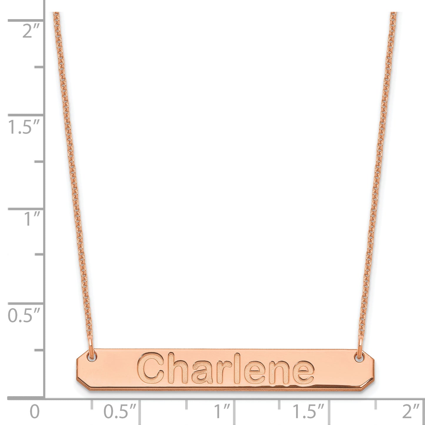 14K Rose Gold Medium Polished Arial Rounded Bar Necklace