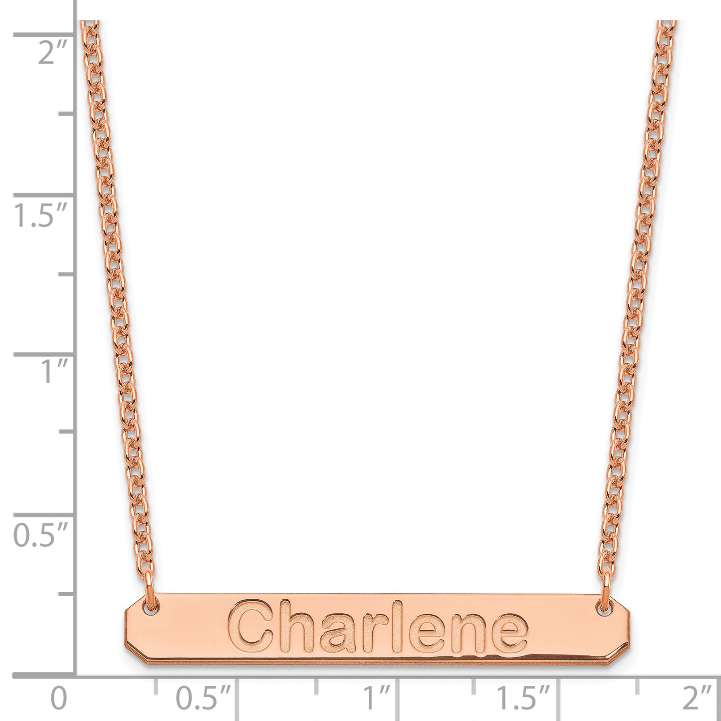 Sterling Silver Rose Gold plated Medium Polished Arial Rounded Bar Necklace