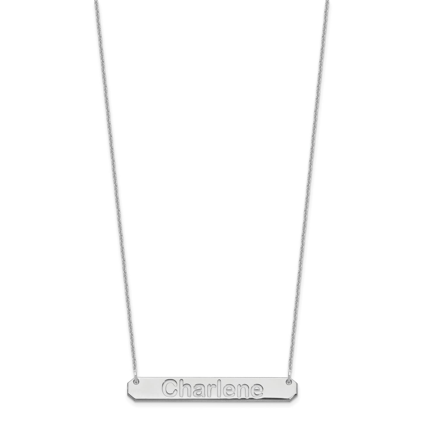 10K White Gold Medium Polished Arial Rounded Bar Necklace