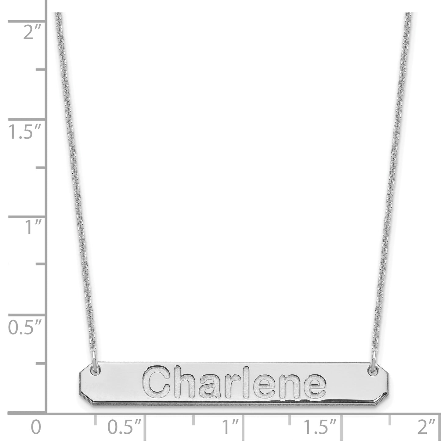 10K White Gold Medium Polished Arial Rounded Bar Necklace