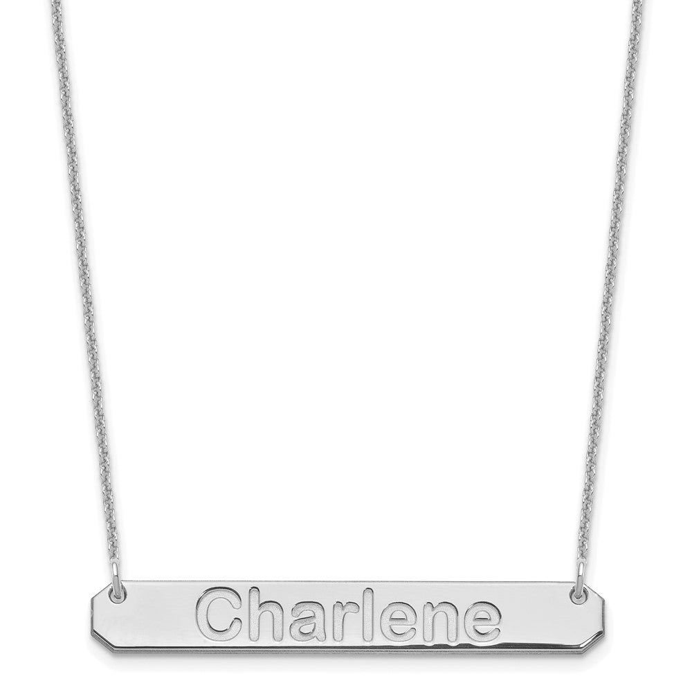 10K White Gold Medium Polished Arial Rounded Bar Necklace