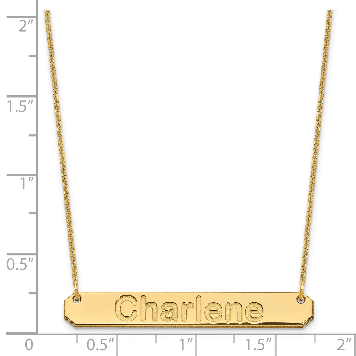 14K Yellow Gold Medium Polished Arial Rounded Bar Necklace