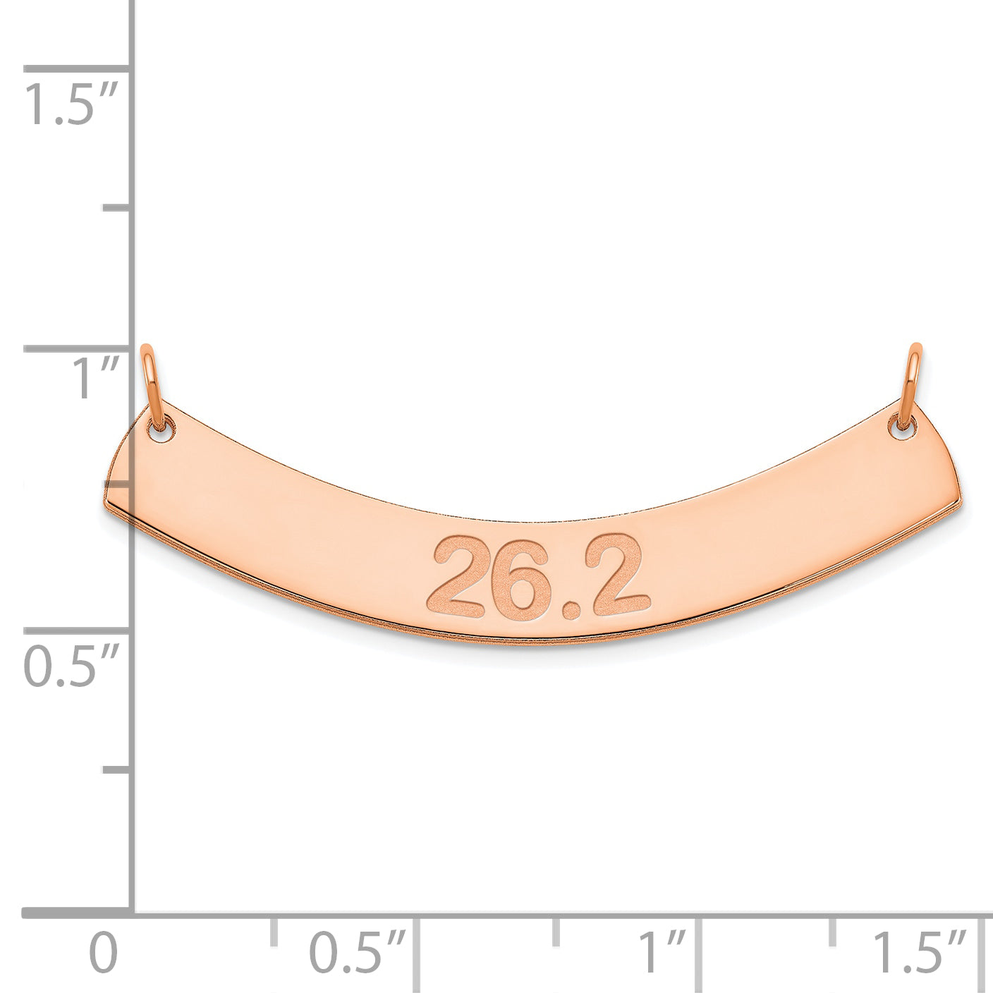 14K Rose Gold Medium Polished Curved Arial Rounded Bar Necklace
