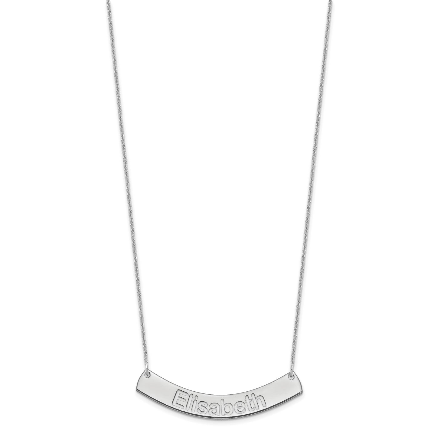 10K White Gold Medium Polished Curved Arial Rounded Bar Necklace