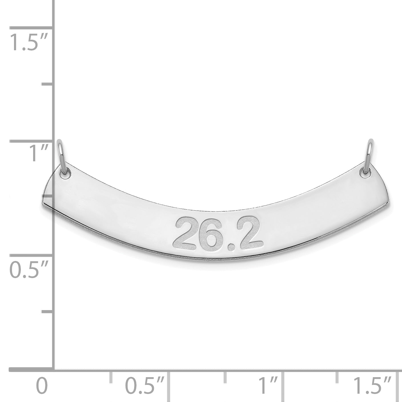 10K White Gold Medium Polished Curved Arial Rounded Bar Necklace