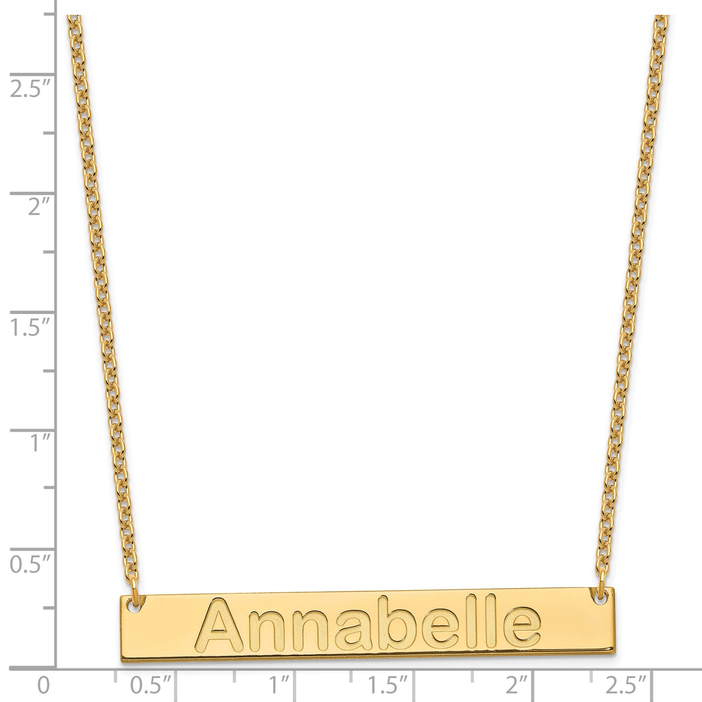Sterling Silver Gold plated Large Polished Arial Rounded Bar Necklace