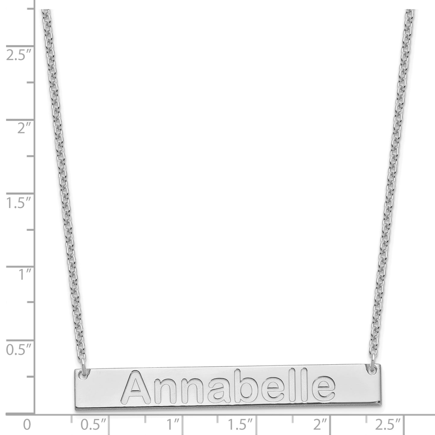 Sterling Silver Rhodium plated Large Polished Arial Rounded Bar Necklace
