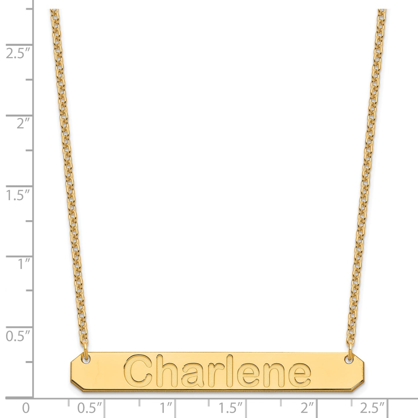 Sterling Silver Gold Plated Large Polished Arial Rounded Bar Necklace