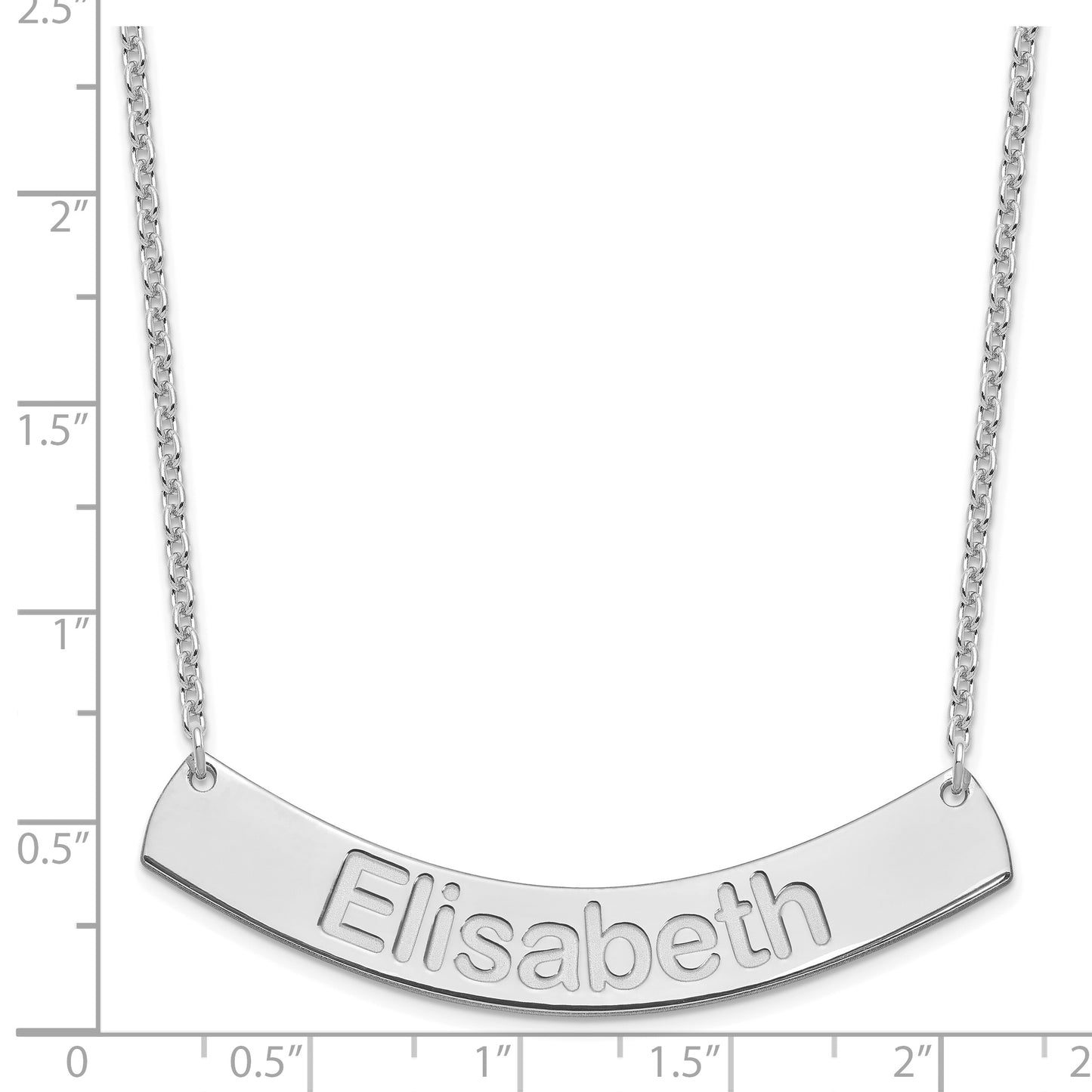 Sterling Silver Rhodium plated Large Polished Curved Arial Rounded Bar Necklace