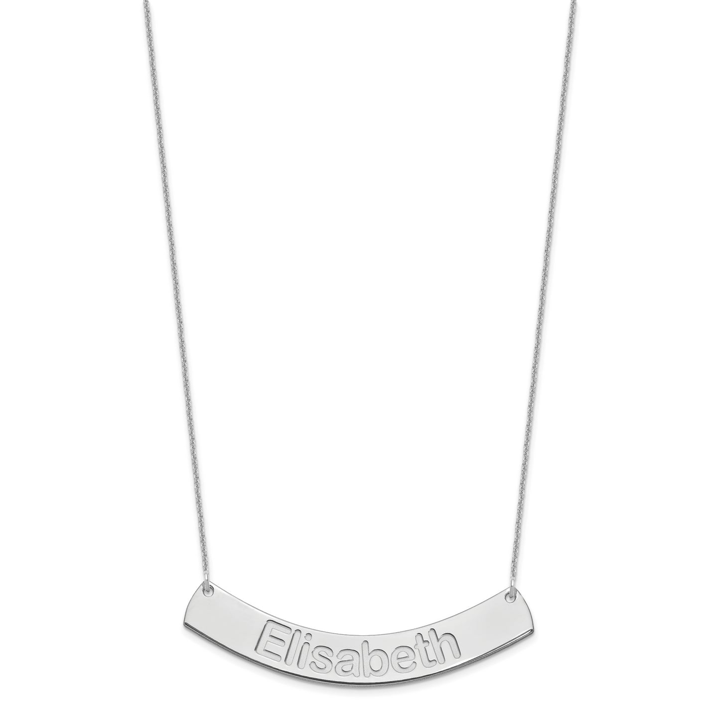 10K White Gold Large Polished Curved Arial Rounded Bar Necklace