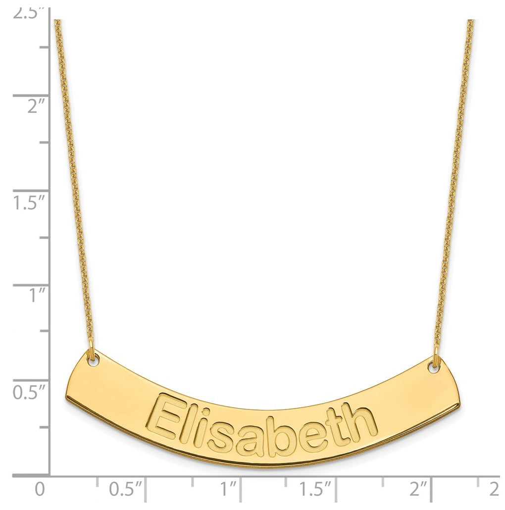 14K Yellow Or White Or Rose Gold Large ARIAL ROUNDED Curved Bar Necklace – Elegant Jewelry Gift for Birthday, Anniversary, Engagement, Wedding