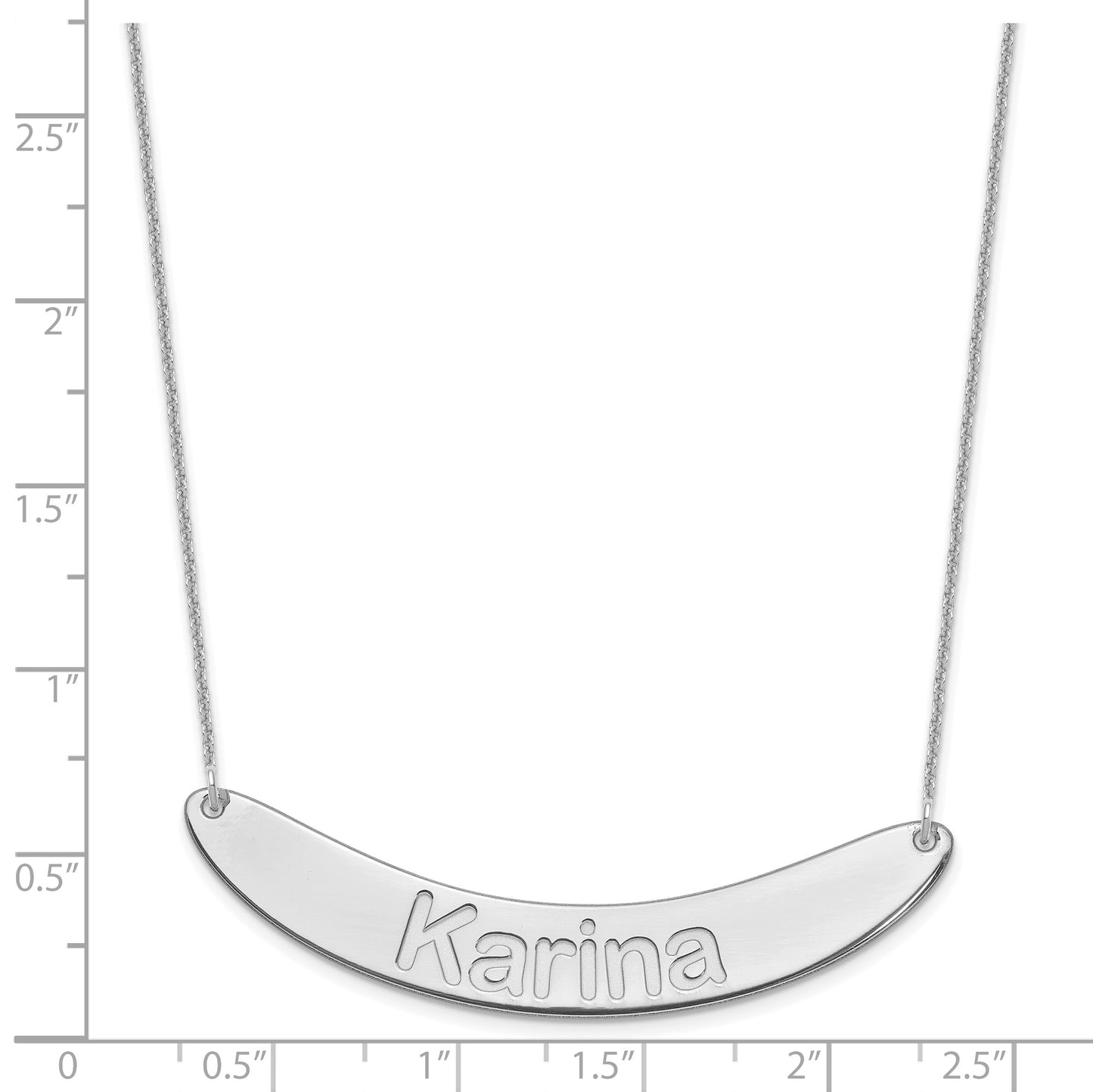 10K White Gold Large Polished Curved Arial Rounded Bar Necklace