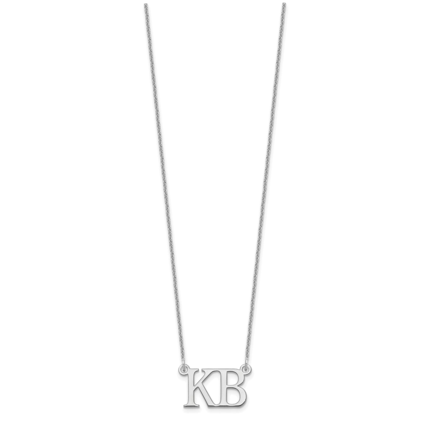 14K White Gold 2 Large Initial Necklace