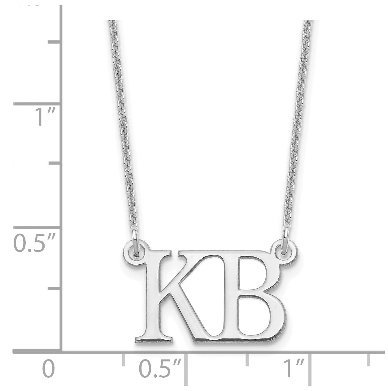 14K White Gold 2 Large Initial Necklace