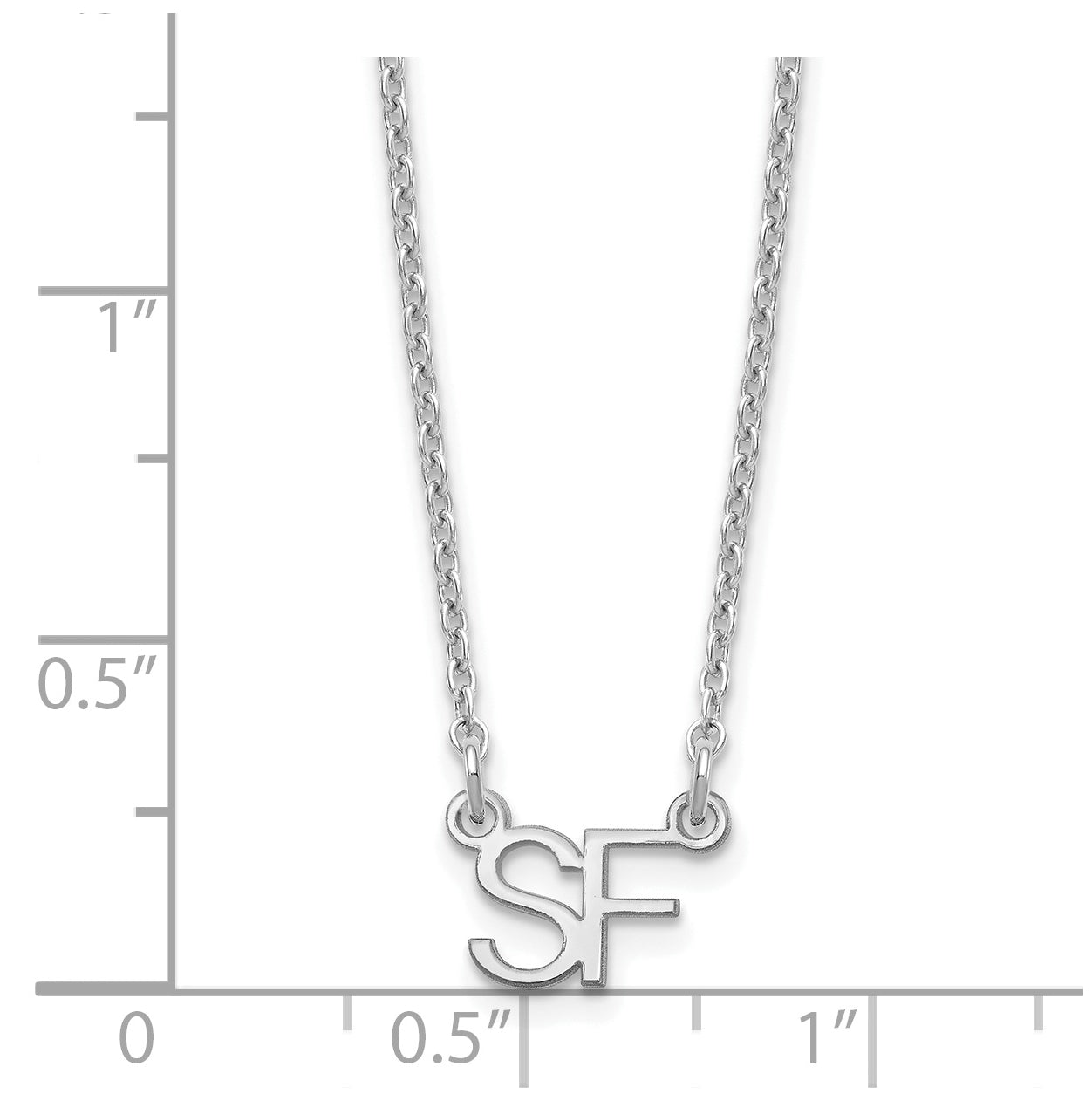 Sterling Silver Rhodium plated Small 2 Initial Necklace