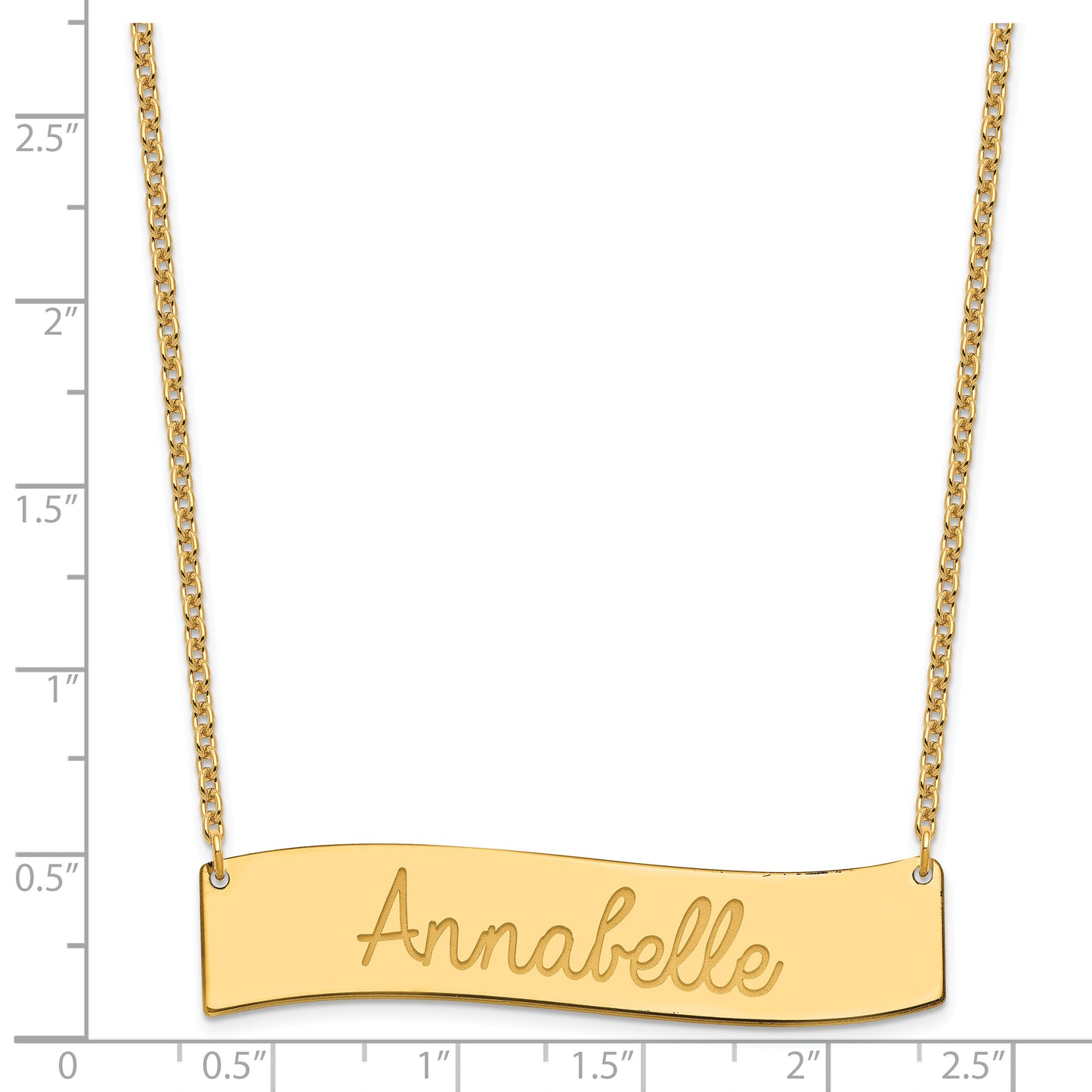 Sterling Silver Gold plated Large Polished Curved Bar Necklace